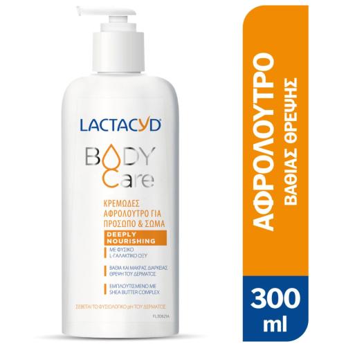 Lactacyd Body Care Deeply Nourishing Shower Cream Κρεμώδες Αφρόλουτρο για Πρόσωπο & Σώμα, Κατάλληλο για Ξηρό & Ευαίσθητο Δέρμα 300ml